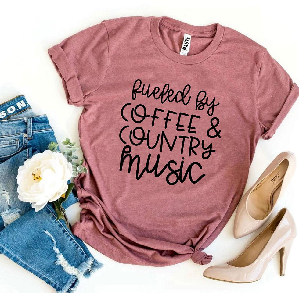 Miniatyrbild: Fueled by Coffee and Country Music T-Shirt - flera färger