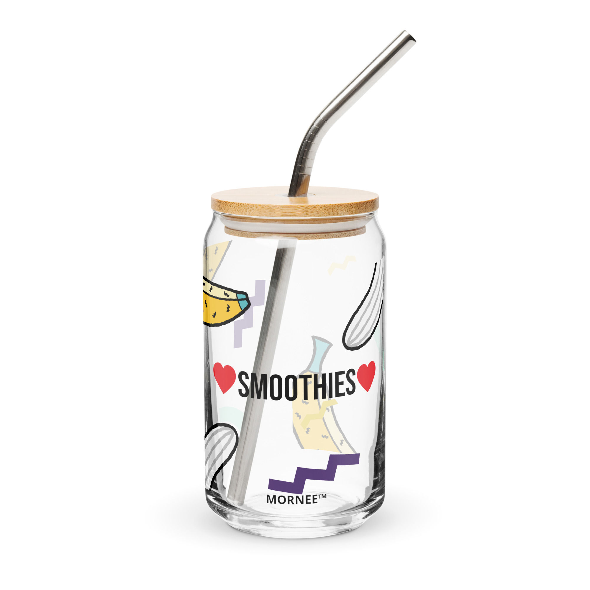 Aesthetic Smoothie Can Glass with Lid & Straw (Included)