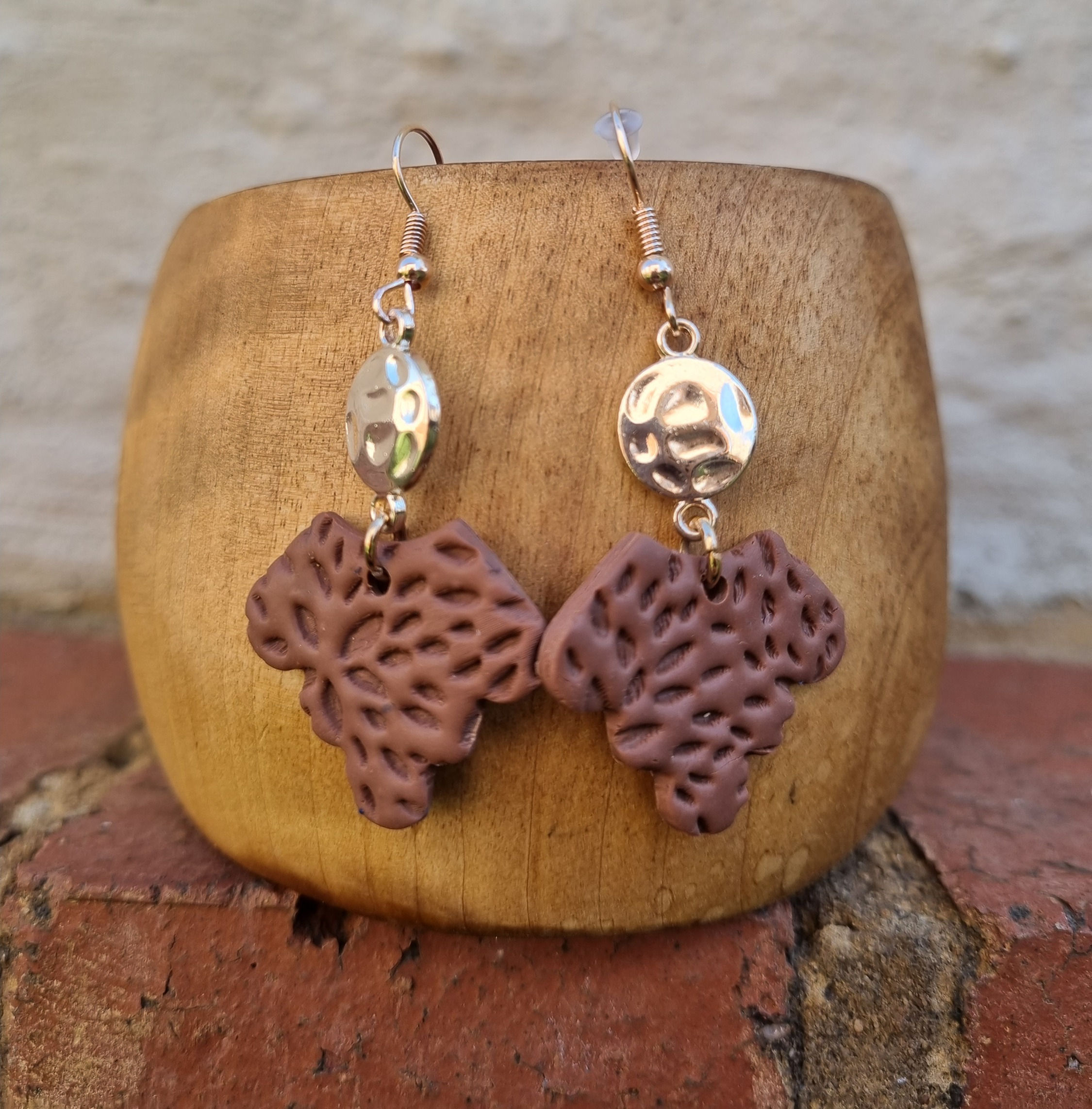 E95 - Brown Polymer clay Earrings