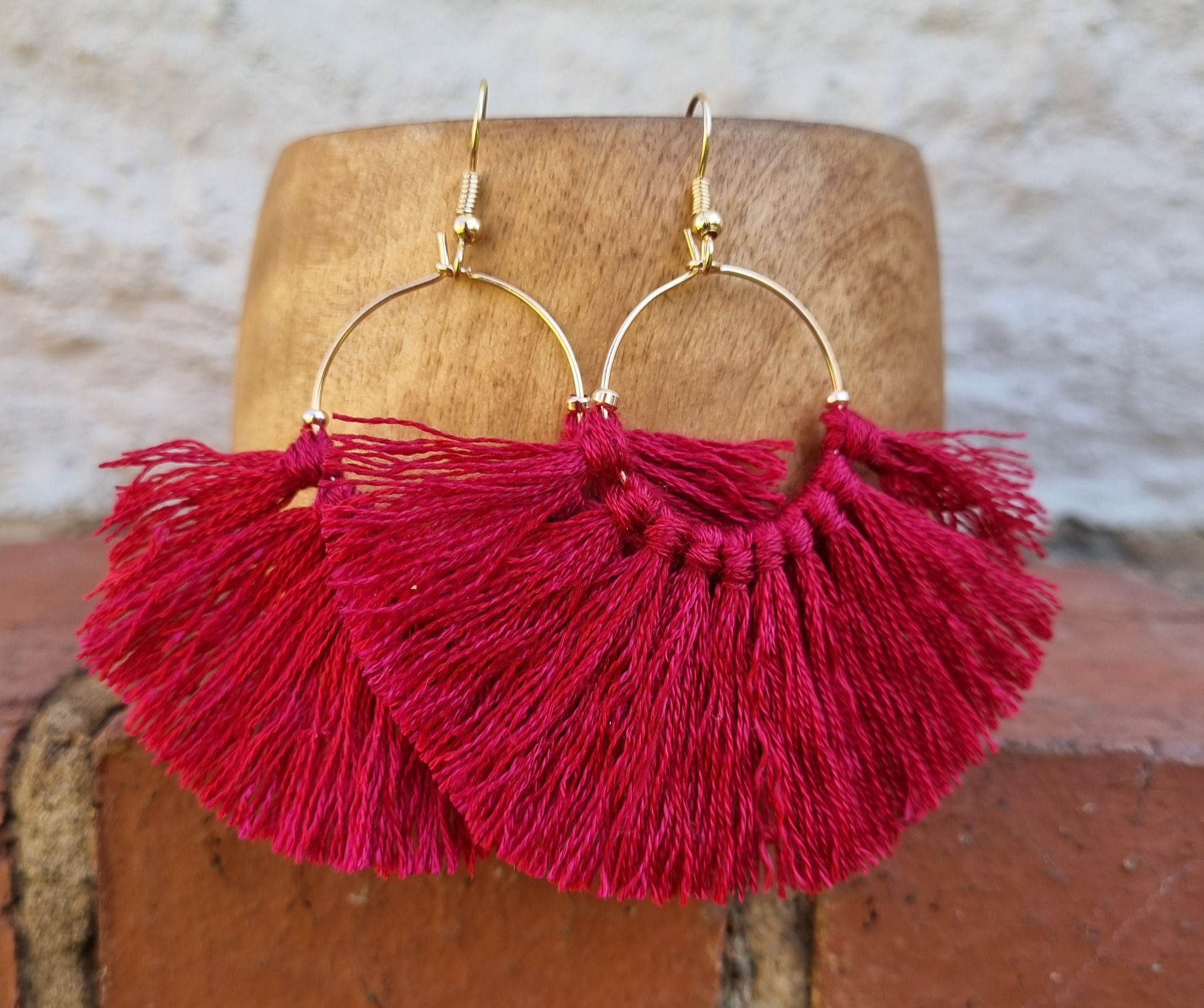 H10 - Red Tassel Earrings