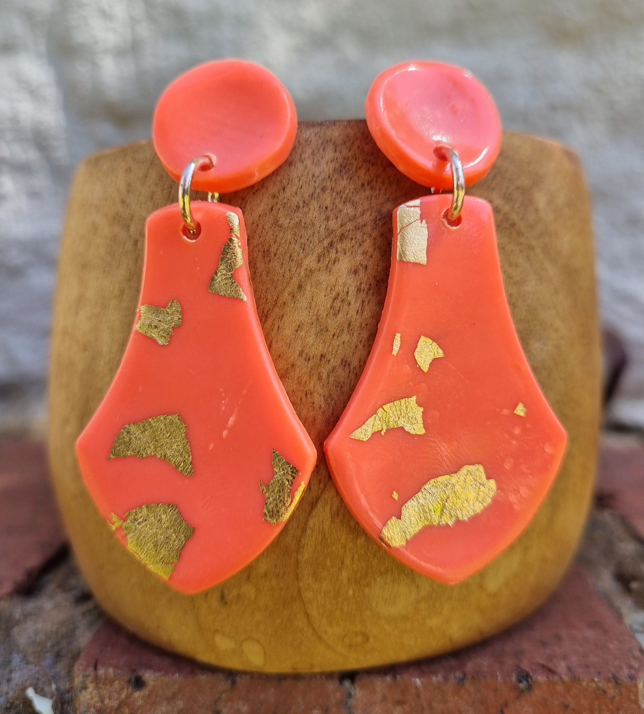 B07 - Coral Polymer Clay Earrings
