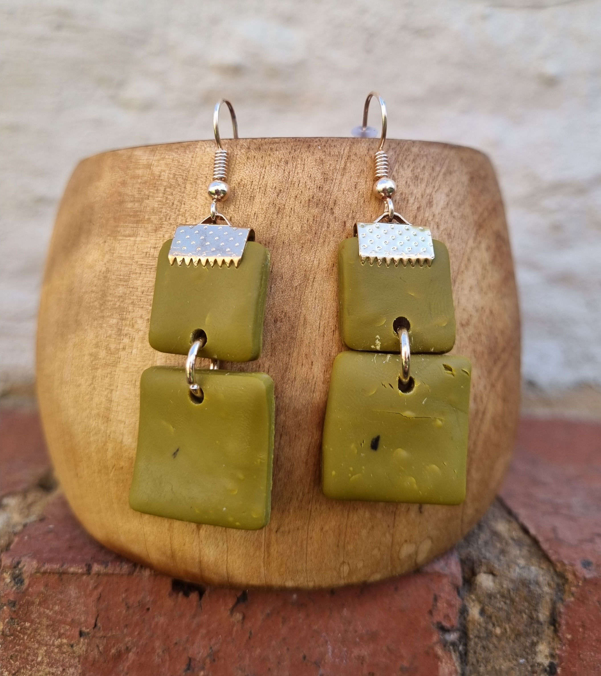 E124 - Olive Polymer clay Earrings