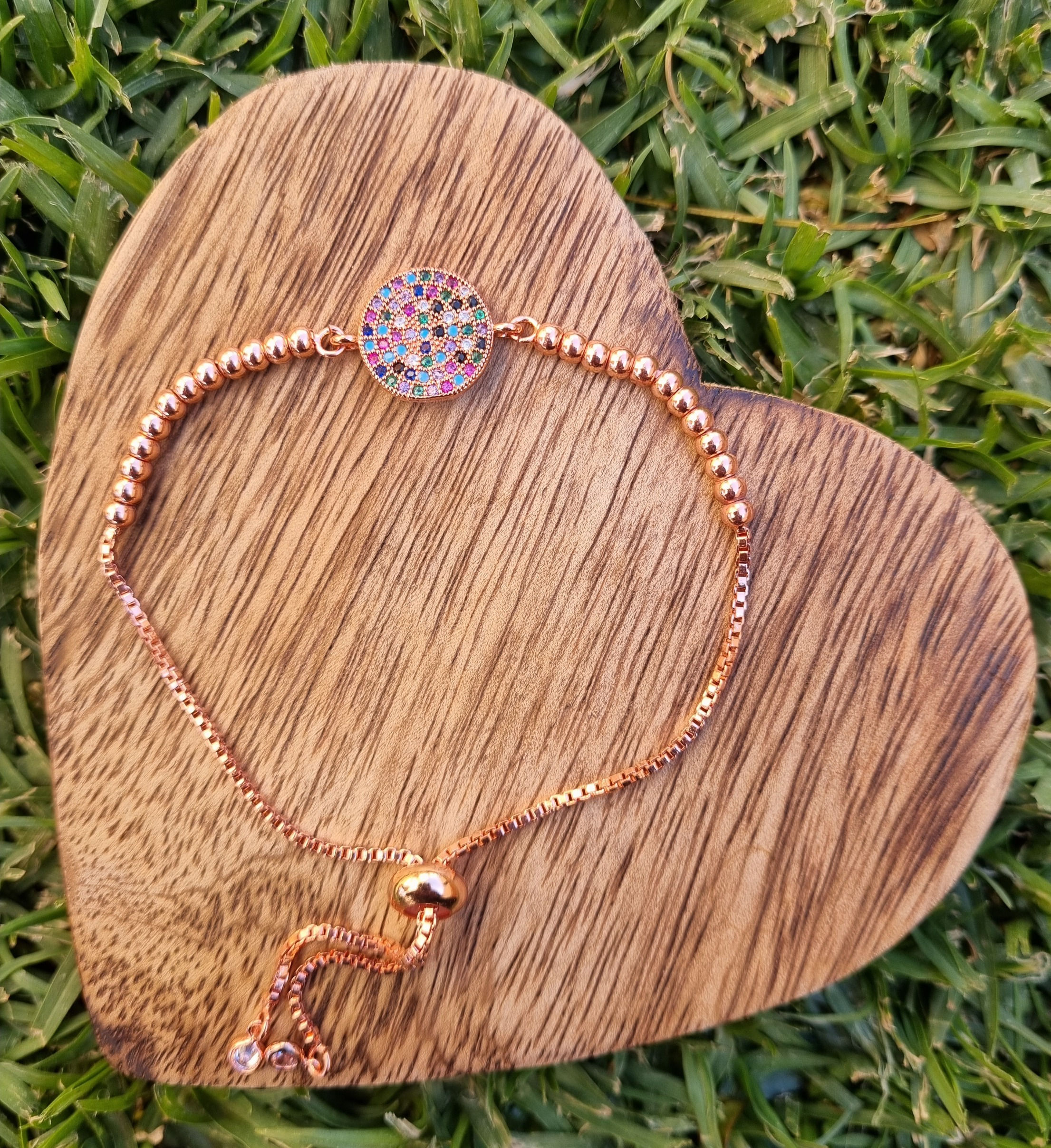 J01 - Copper Zircon Rosegold Toned Bracelet