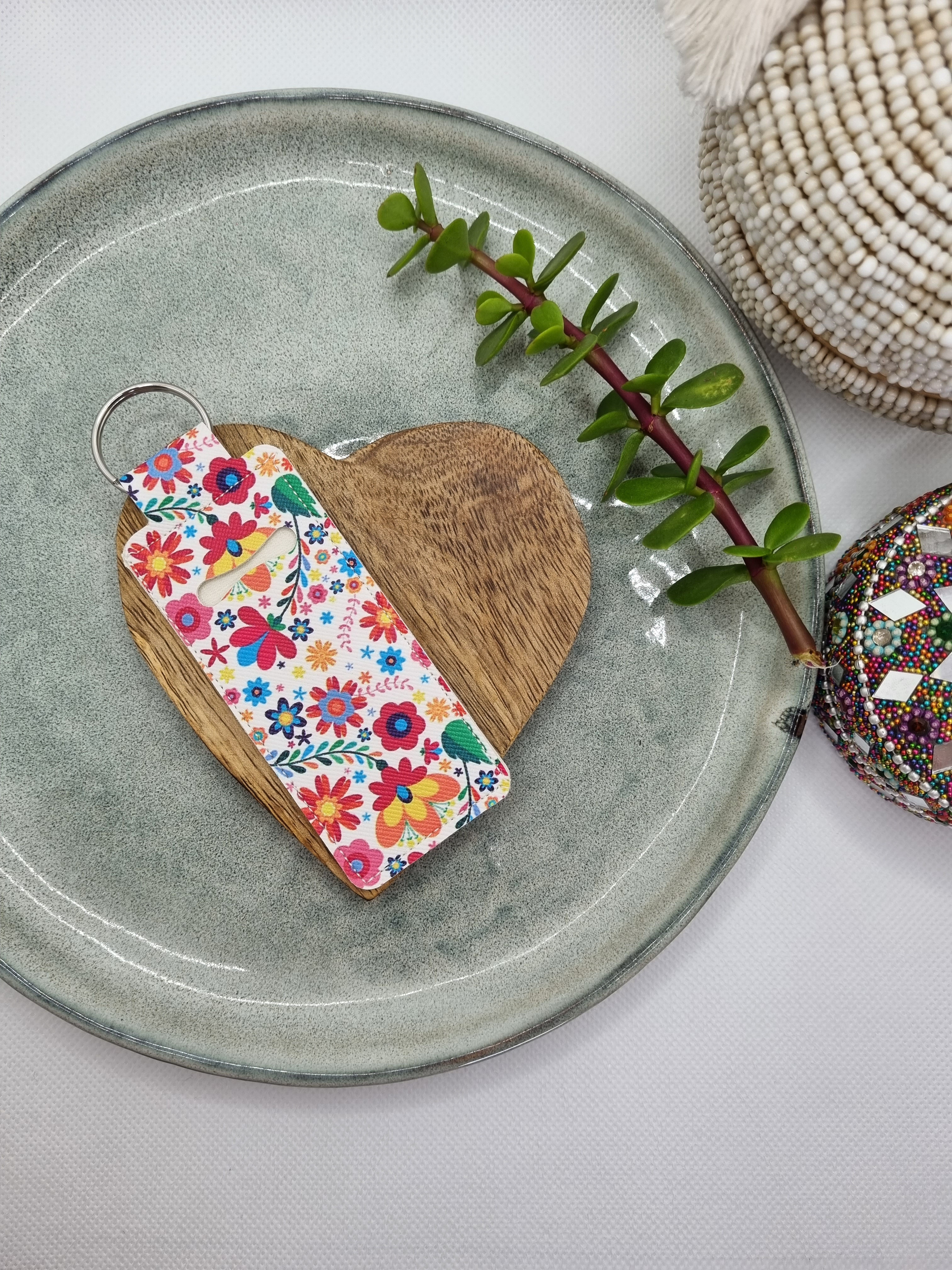 QQ04 - Faux Leather Lip balm Keychain