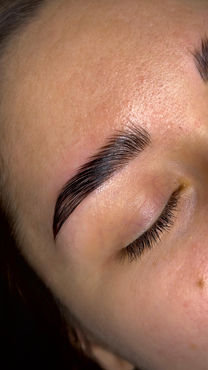 Defined brow shaping and tint on a customer