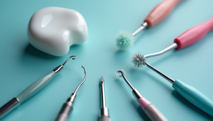High angle view of a tooth gem aftercare kit with cleaning tools in Rotterdam