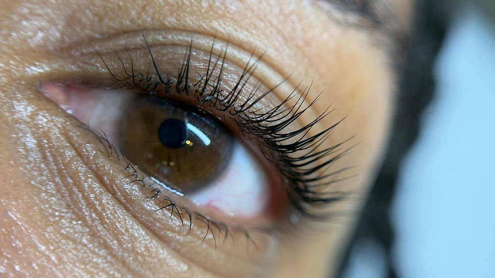 Eye-level view of a beauty salon setup for Korean lash lift treatment