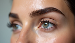 Woman's eyes with defined eyebrows and lashes