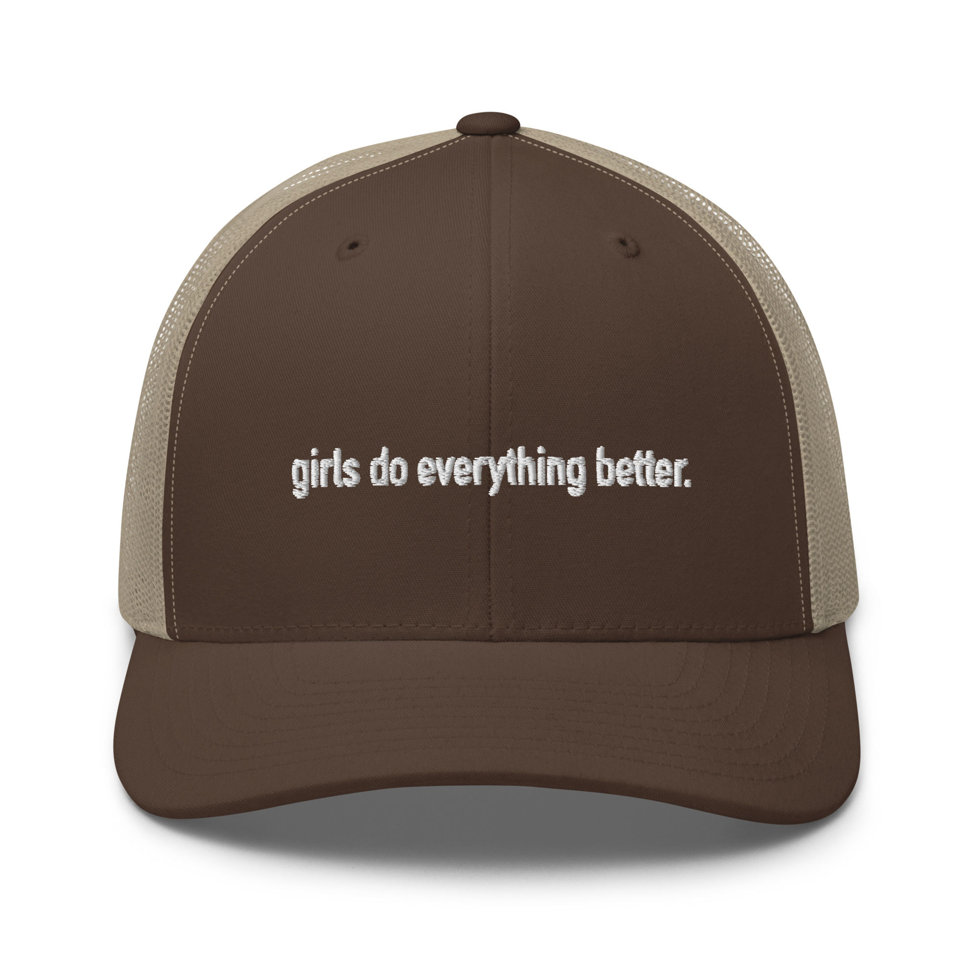 girls do everything better trucker hat