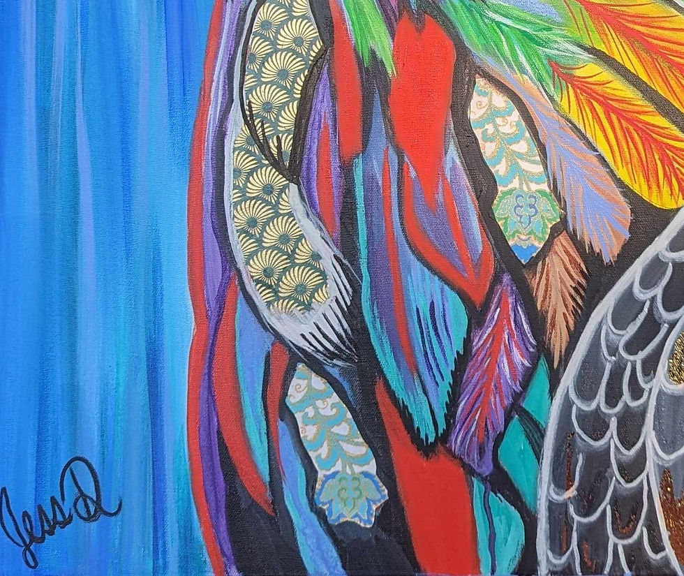 Miniature : Peinture art animalier aigle d'or animal totem art contemporain semi-abstrait colorés  par Jessie Deschesnes artiste peintre