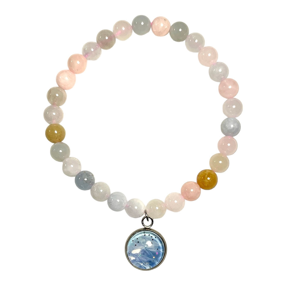 Morganite Bracelet with Original Artwork Charm