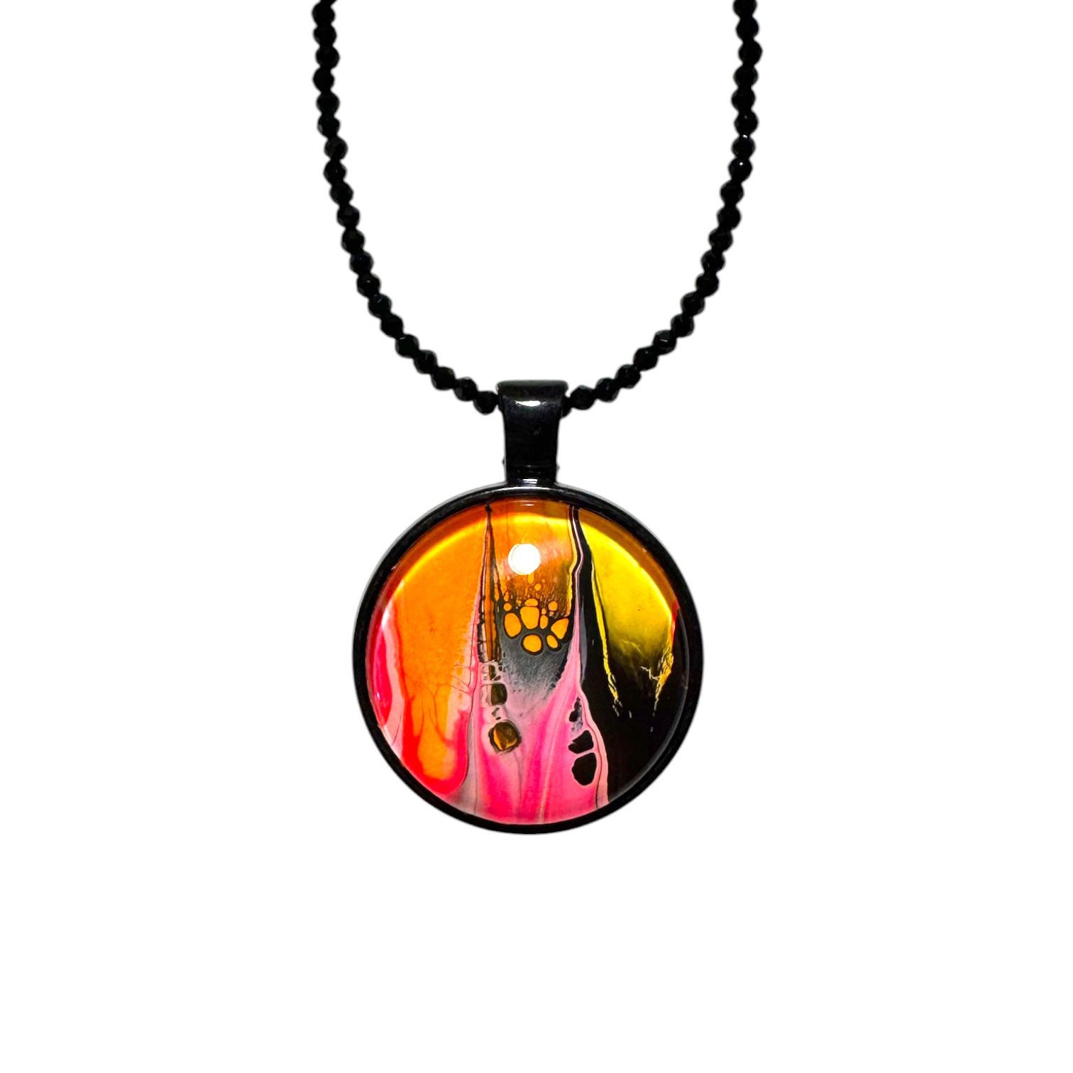 Original Artwork Round Pendant with Apatite Necklace