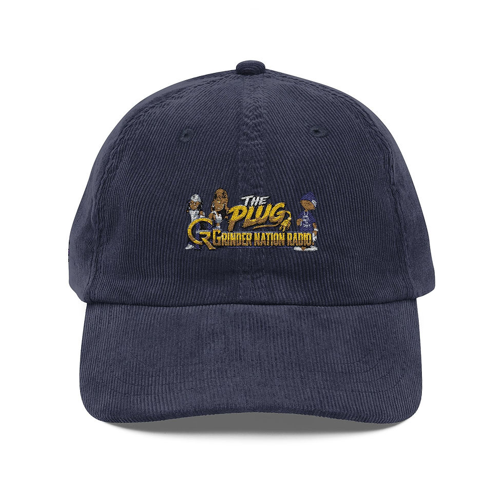 Thumbnail: Vintage Corduroy Cap — Embroidered Retro Band Logo Hat