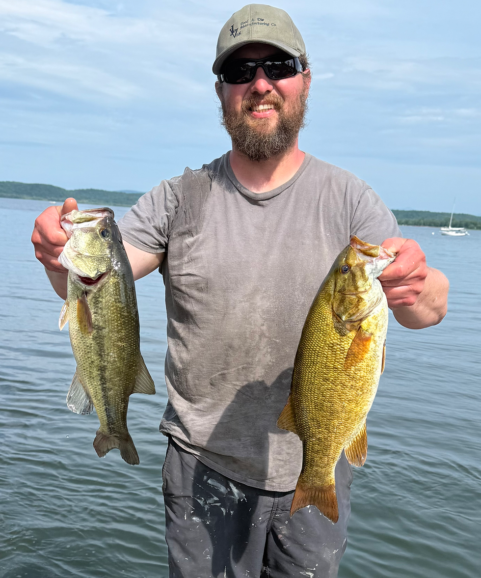 Jake Michaud with a pair of schmediums from yesterday.