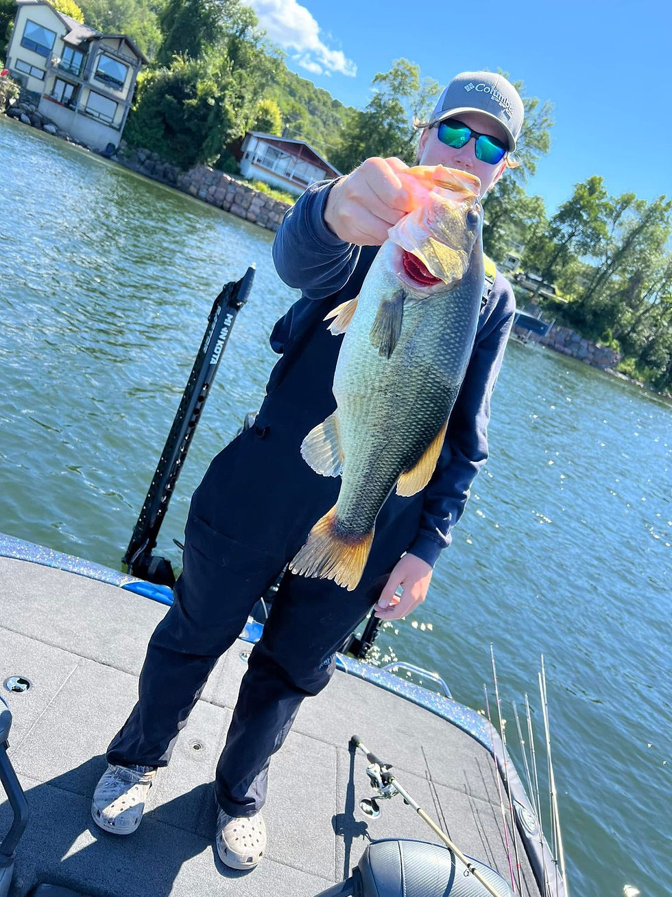 Former Middlebury Tiger, Dylan, with a jig fish caught a couple of years ago.