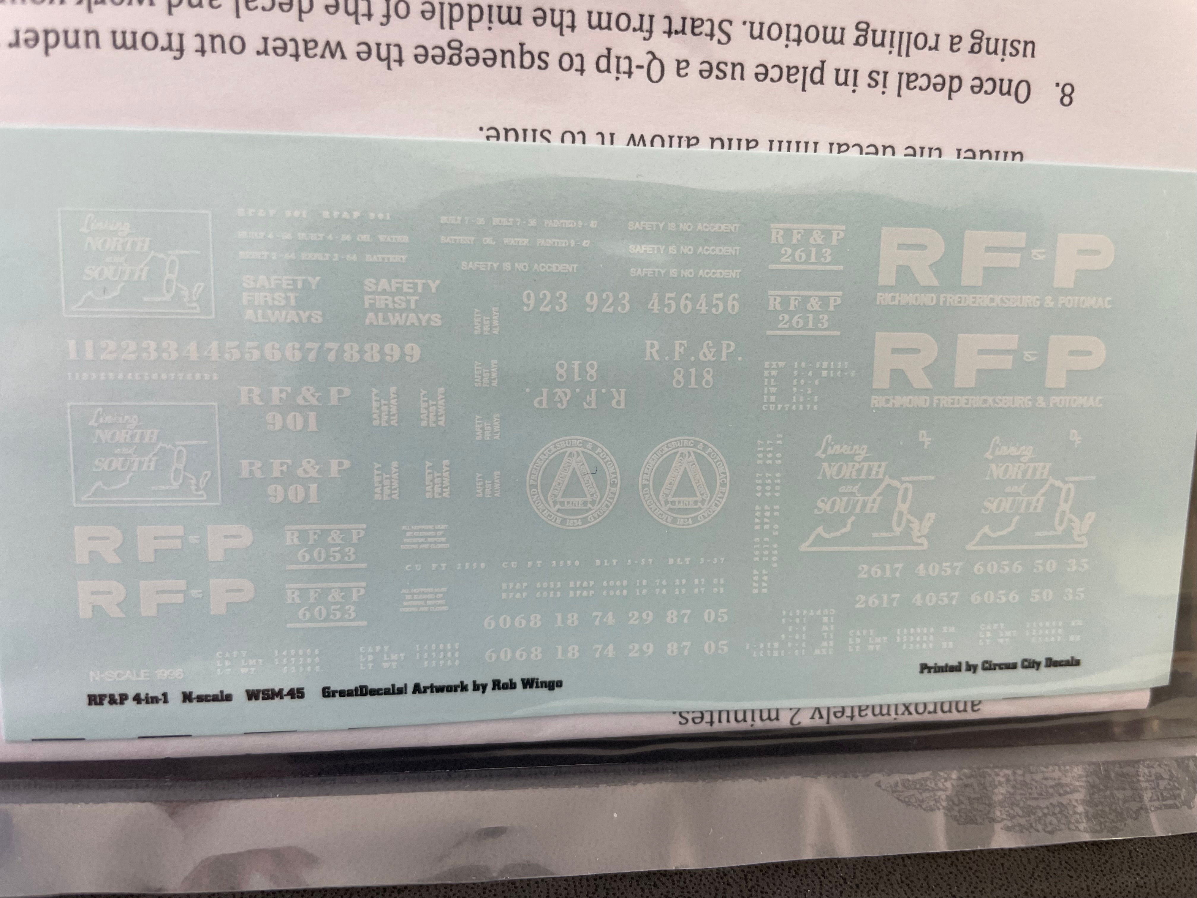 RF&P 4 in 1 Freight Decal set - N