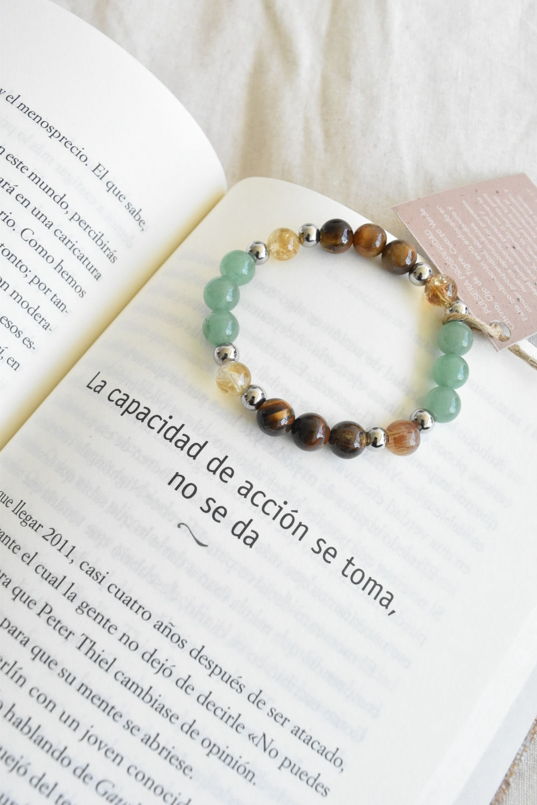 Pulsera Prosperidad - Ojo de tigre, Cuarzo verde, Citrino