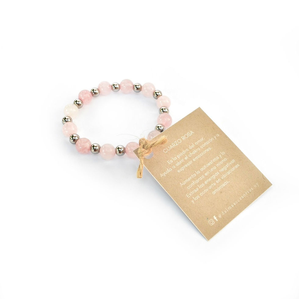 Miniatura: pulsera cuarzo rosa piedra energetica amor comprar