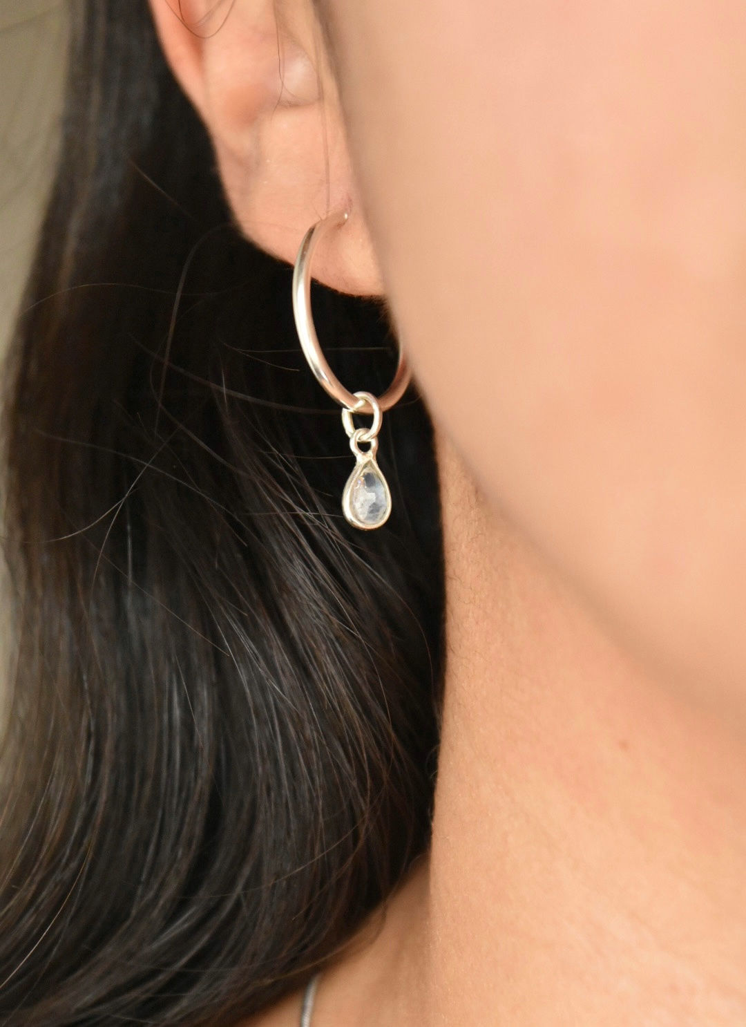 Aros de Plata 925 con Piedra Luna