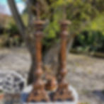 Thumbnail: Impressive Pair of Mid 1800's Continental Oak Pricket Altar Candlesticks