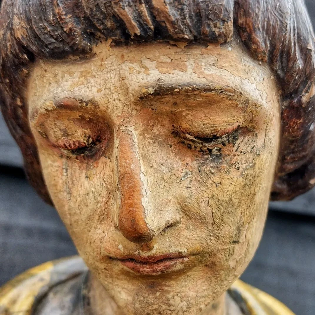 Late 18th C Religious Polychrome Statue