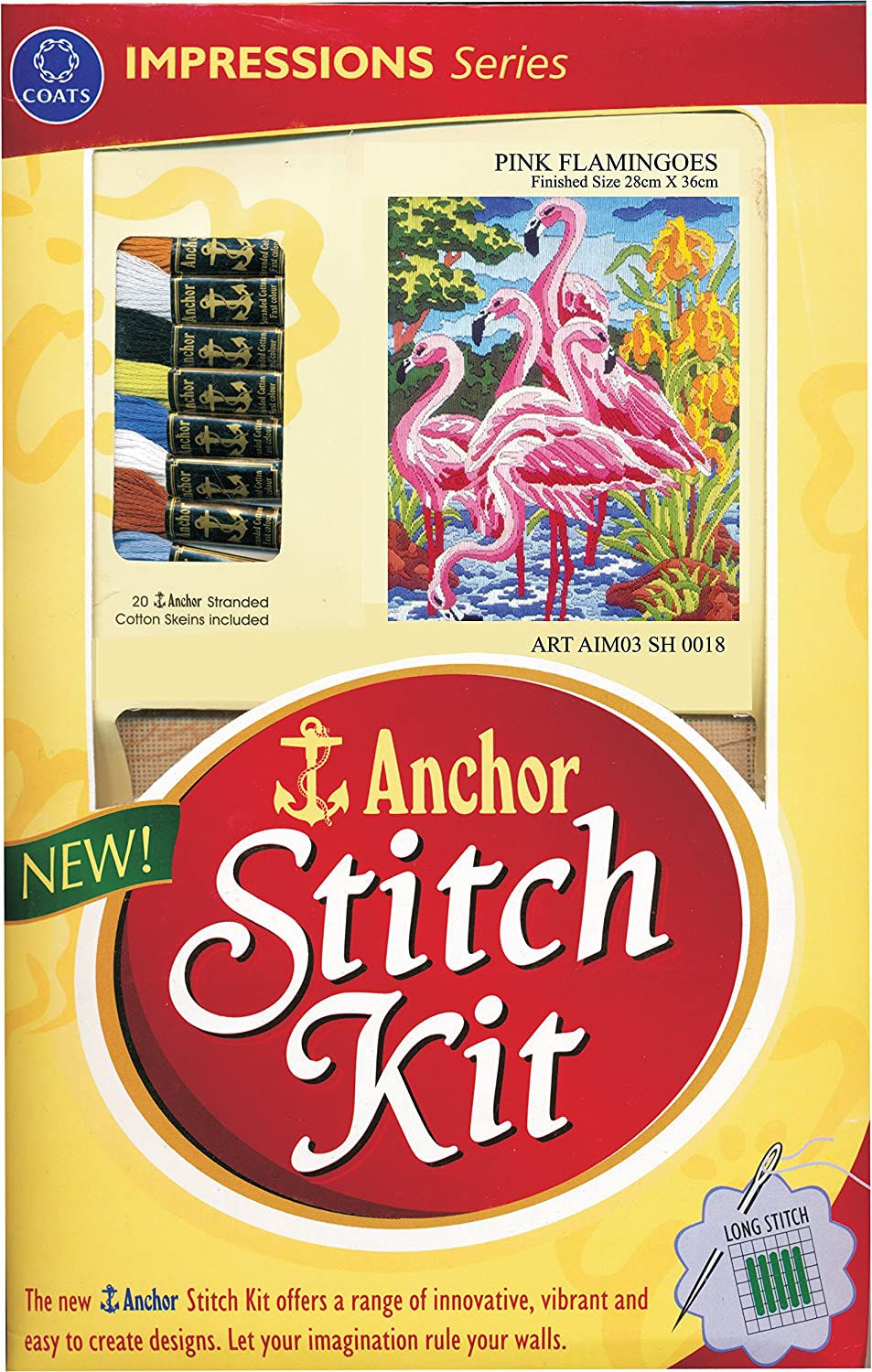 Thumbnail: Anchor Stitch Kit - PINK FLAMINGOES long stitch