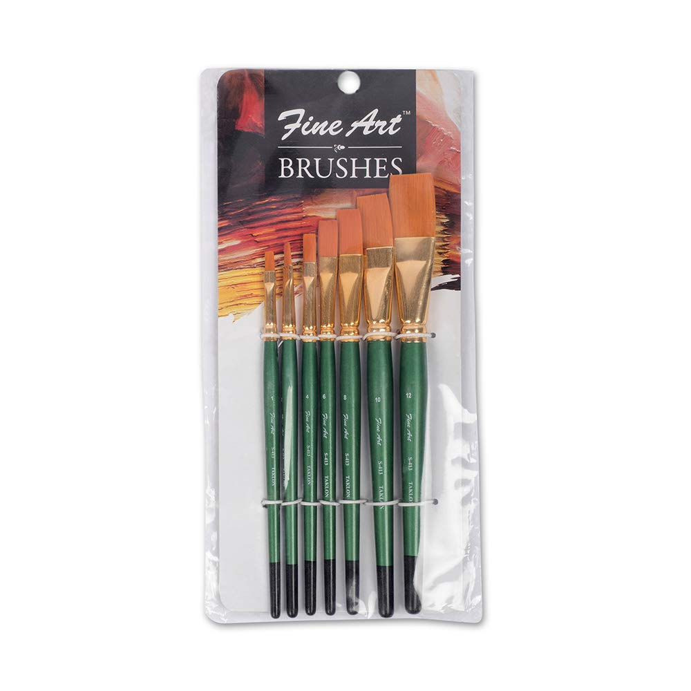 Pidilite Fevicryl Fine Art Synthetic Taklon Flat Brush Set of 7, Paint Brush Set