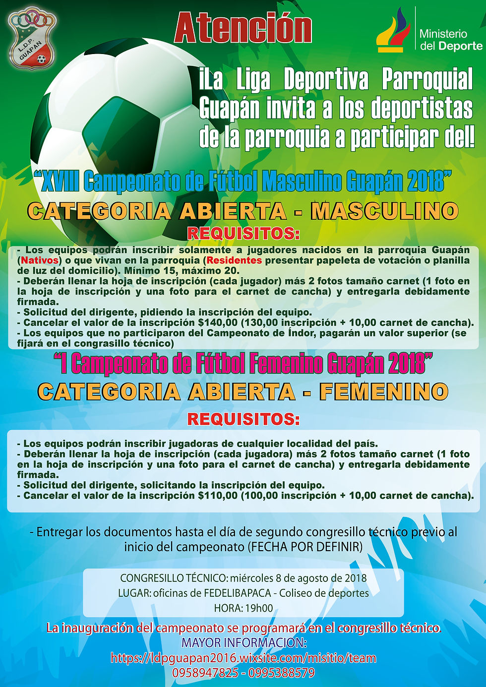 XVIII Campeonato de Fútbol Guapán 2018 -Novedades y Resultados