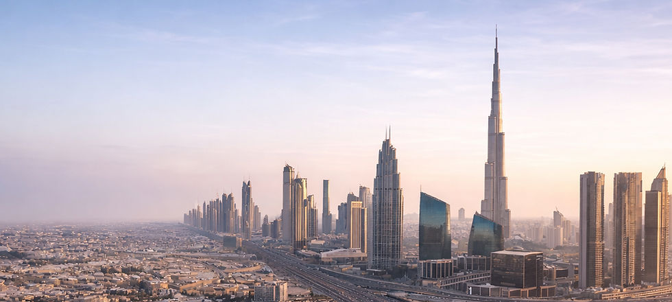 Dubai skyline at sunset