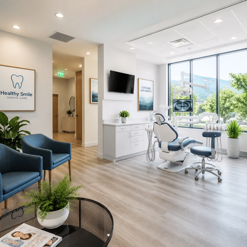 Modern dental office interior with clean contemporary design and natural lighting