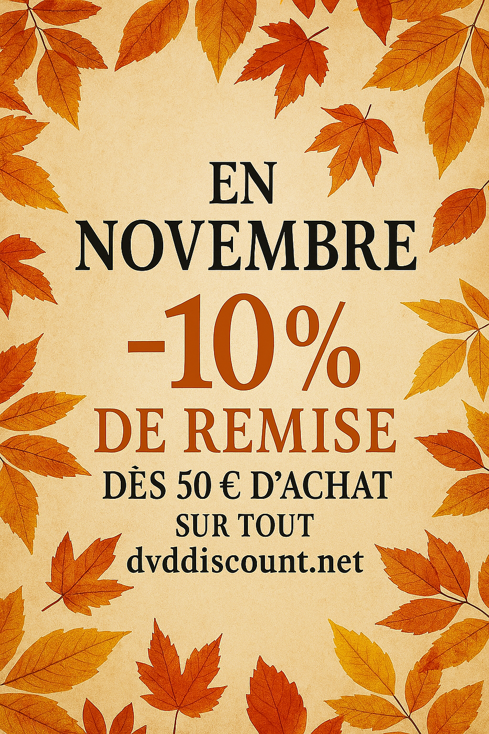 Remise 10% dès 50 euros d'achat sur tout le site