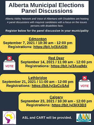 Alberta Municipal Elections Panel Discussions 2021 Poster