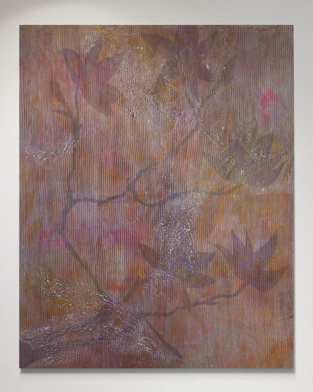 Branches of tropical plant, texture background, ochre and bordeau hues.