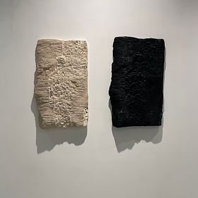 Two wall sculptures Strata Natural & Strata Black