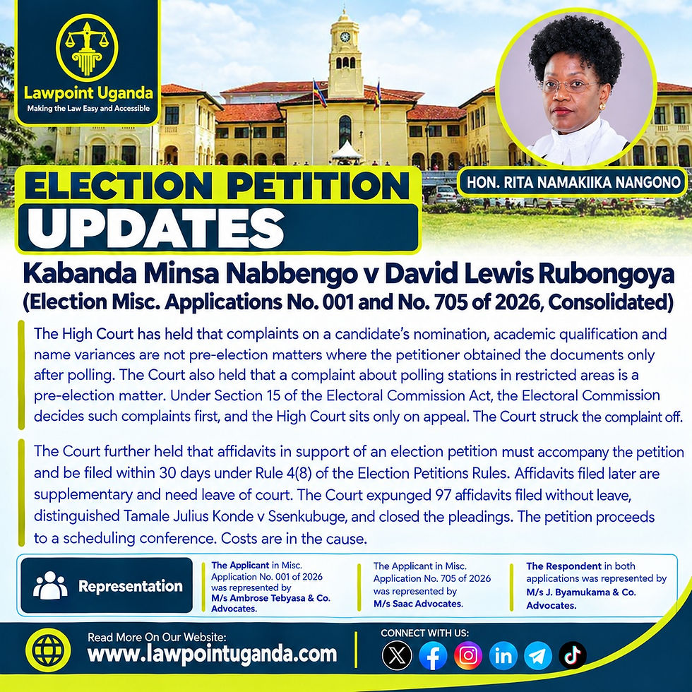 High Court Rules Nomination and Qualification Complaints Are Not Pre-Election Matters, Strikes Out Restricted Polling Station Complaint, and Expunges 97 Supplementary Affidavits Filed Without Leave