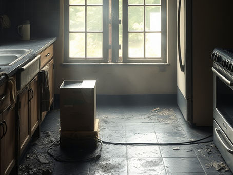 aftermath of fire in kitchen