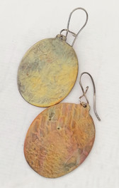 Beaten Copper Oval Earrings