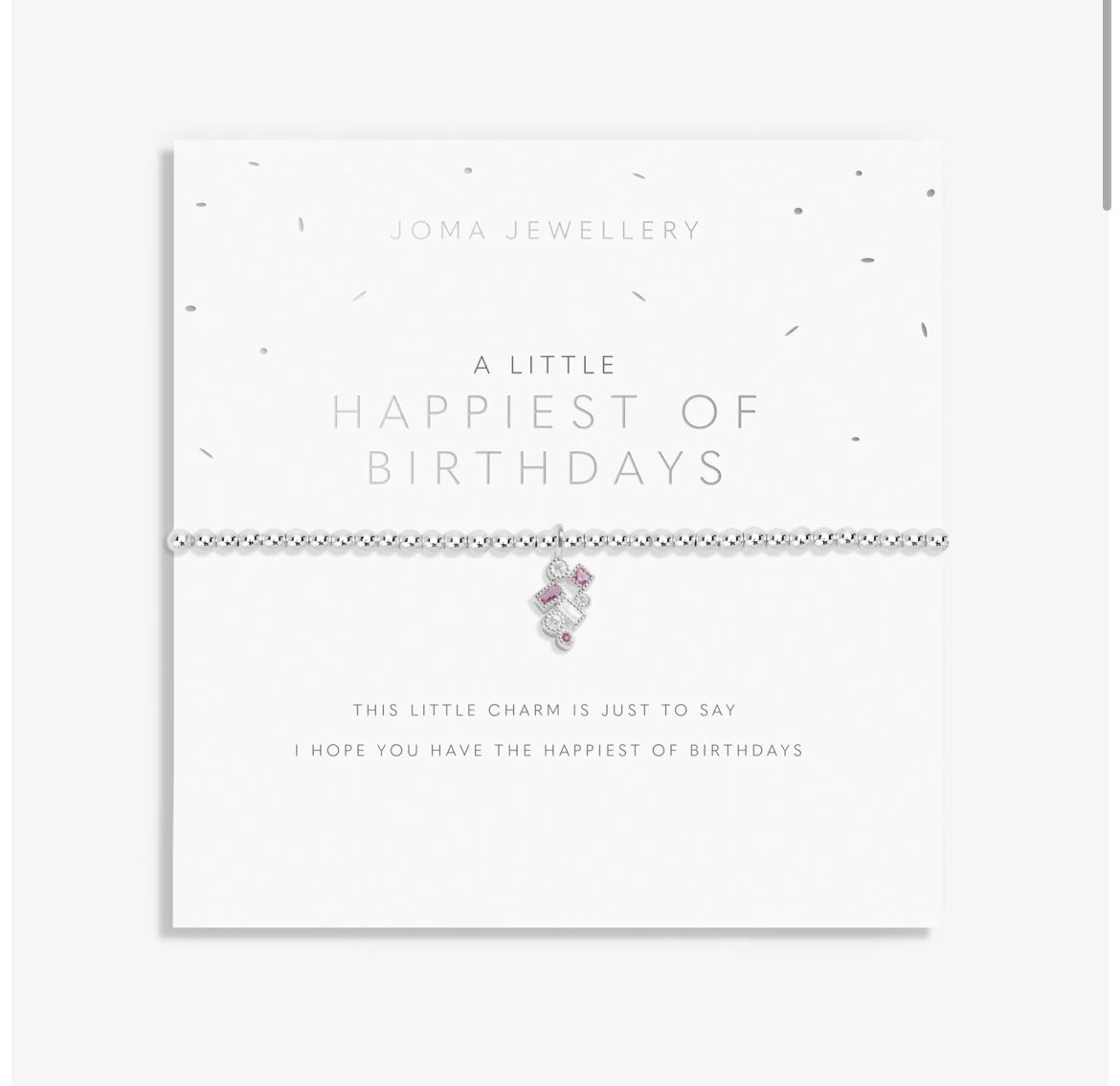 A Little 'Happiest Of Birthdays' Bracelet in Silver Plating
