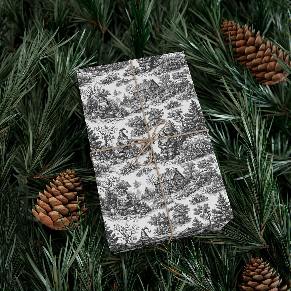 Thumbnail: Rustic Gift Wrap Paper | Vintage Gnome Pattern | Holiday Wrapping Paper 