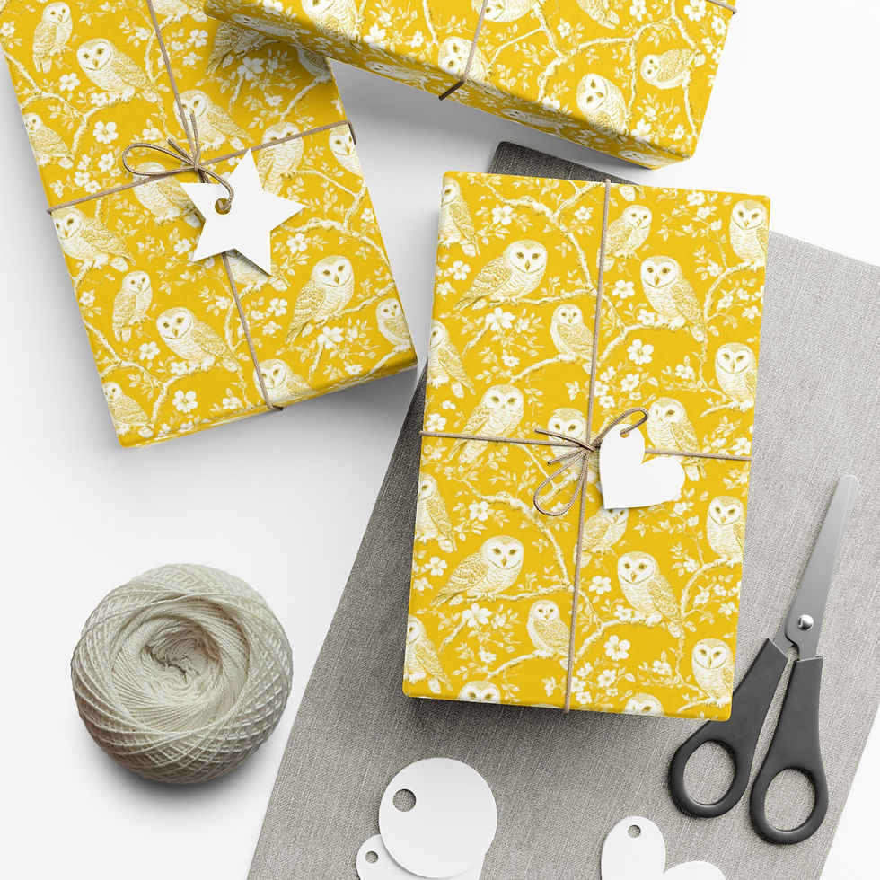 Thumbnail: Charming Yellow Owl Gift Wrap Papers | Eco-Friendly Wrapping Paper