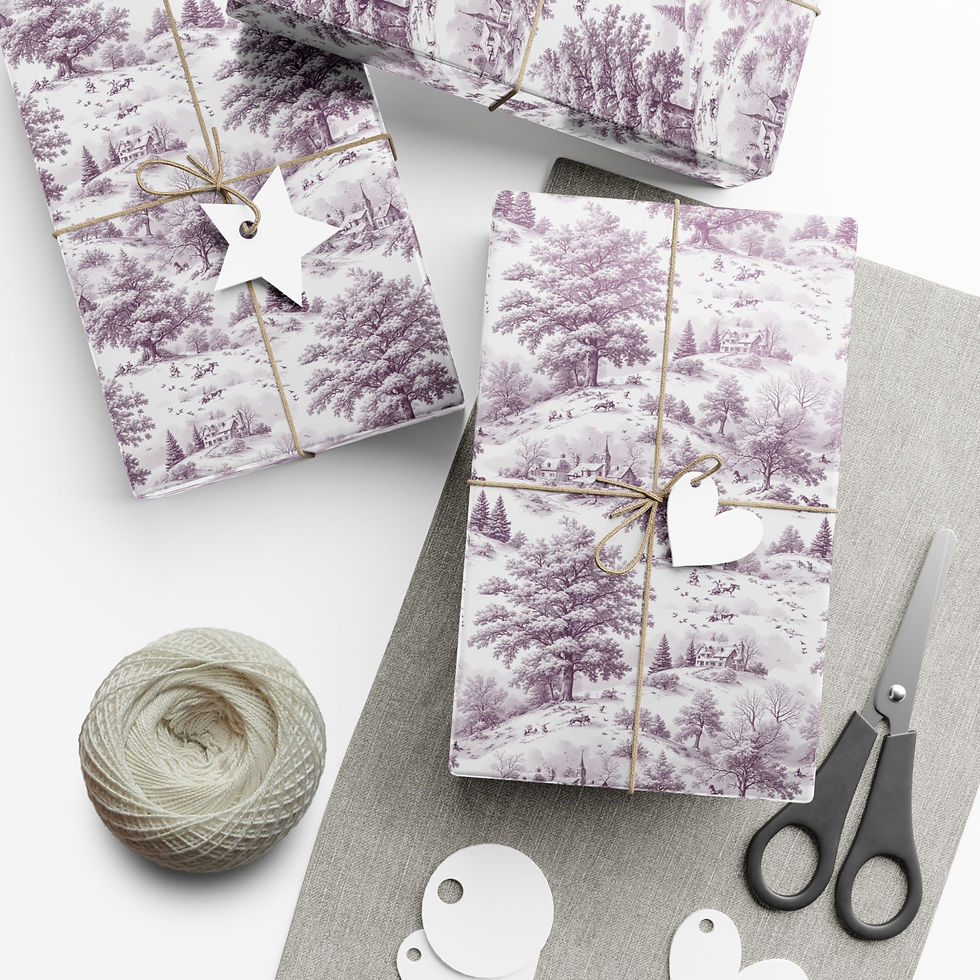 Thumbnail: Toile Winter Pattern | Holiday Wrapping Paper for Christmas