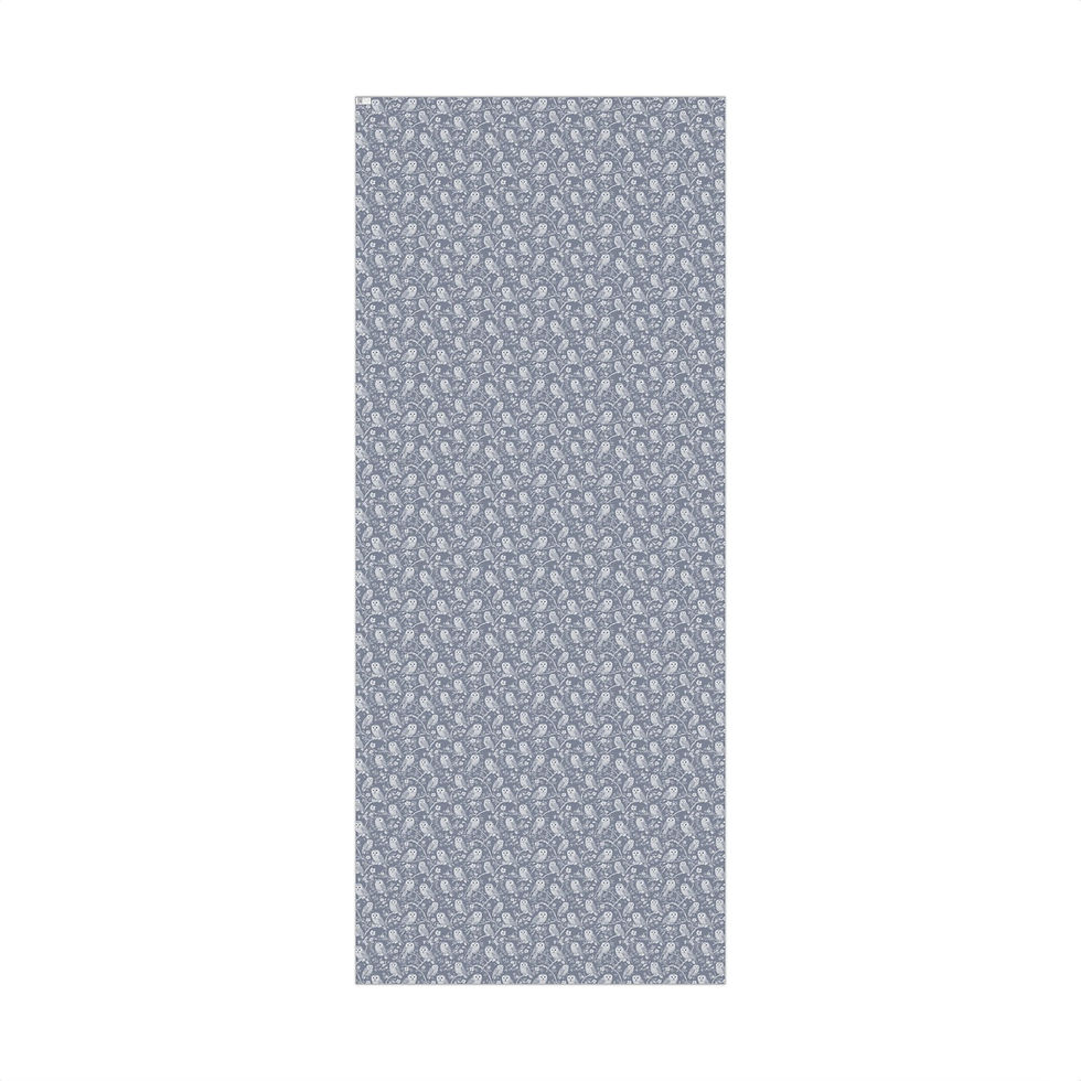 Thumbnail: Barn Owl Pattern Gift Wrap Paper | Woodland Bird Wrapping Paper, Blue Gray