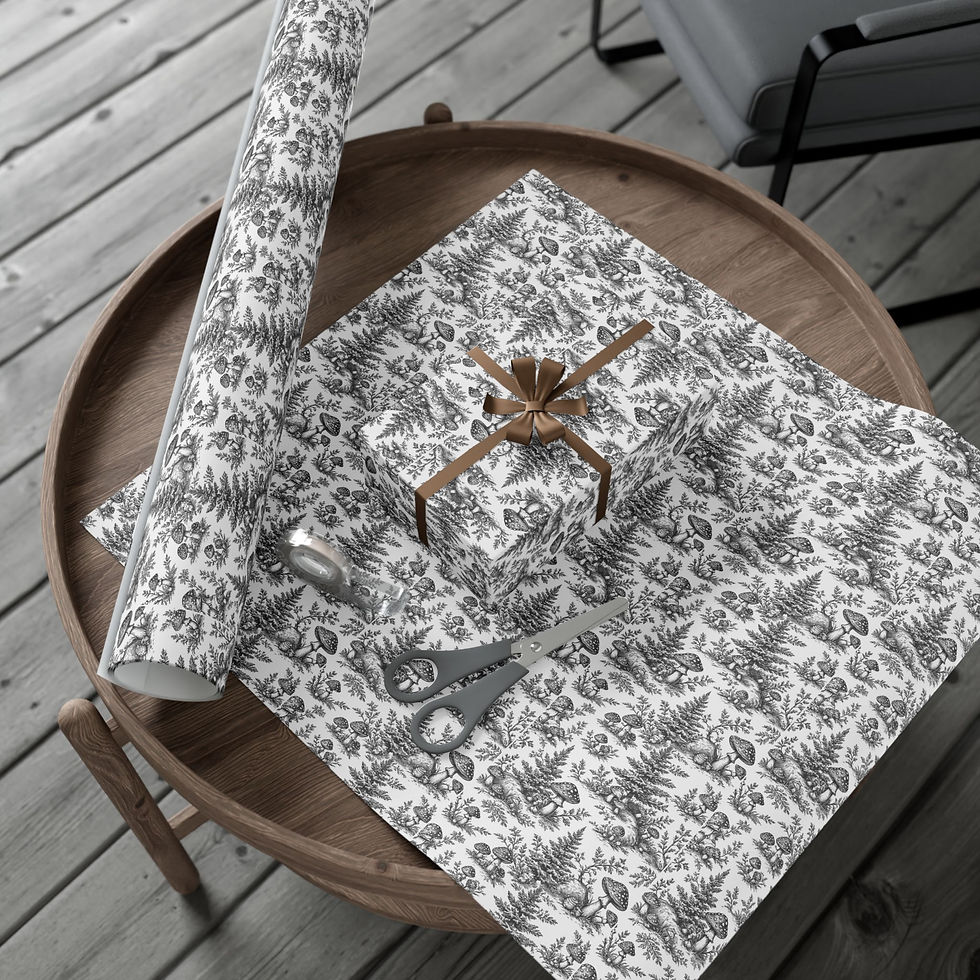 Thumbnail: Toile Mushroom Gift Wrap Papers, Eco-Friendly Wrapping Paper,  Gift Wrap