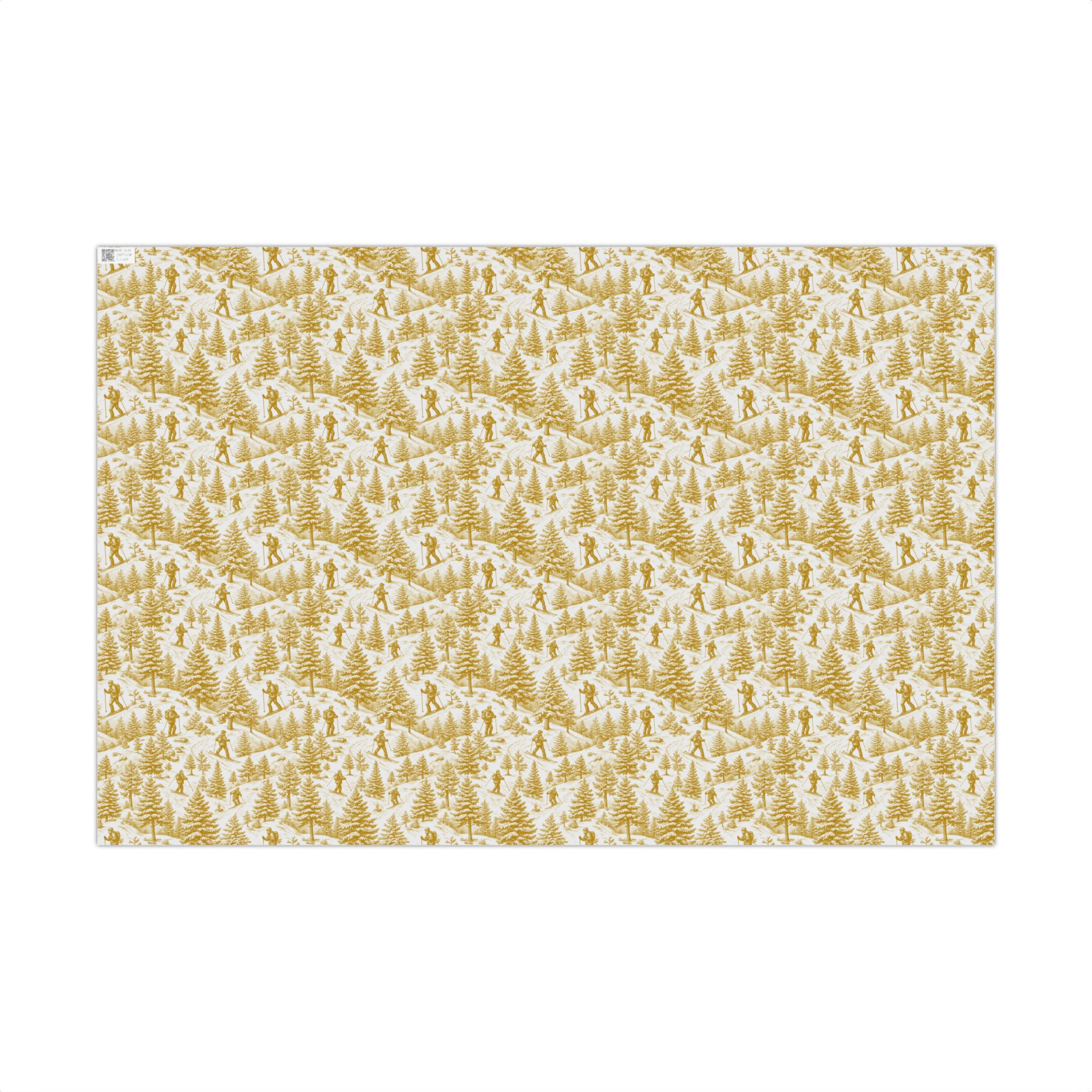 Gold Forest Pattern Gift Wrap | Christmas Tree Wrapping Paper