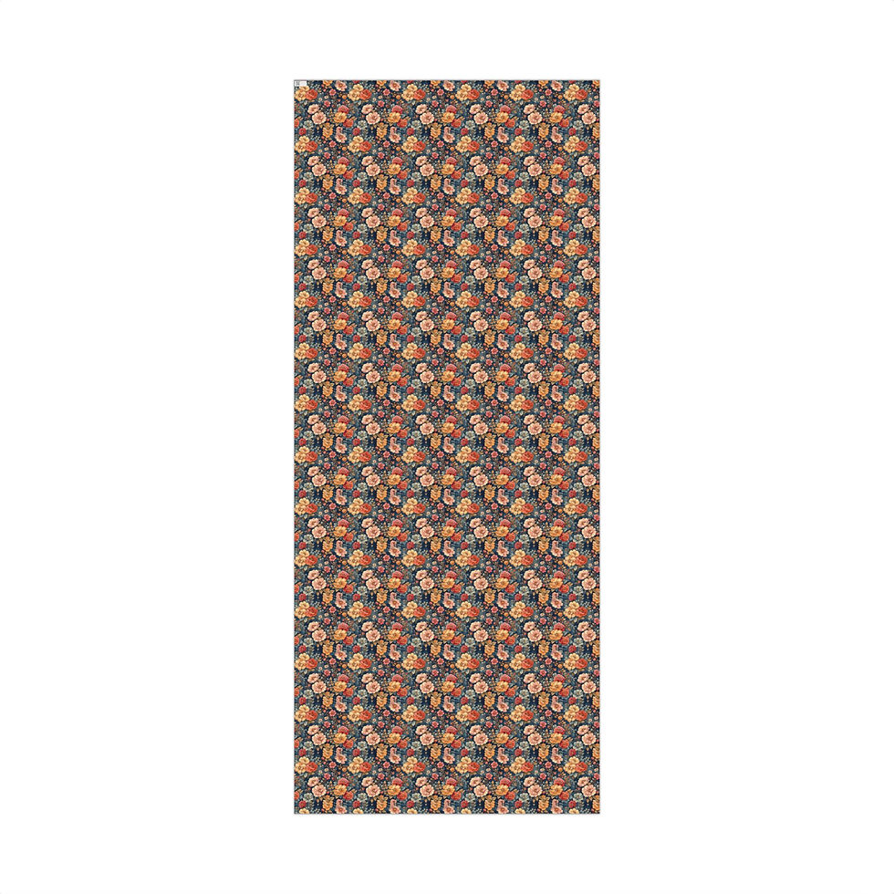 Thumbnail: Vintage Floral Pattern Gift Wrap | Navy Rose Wrapping Paper
