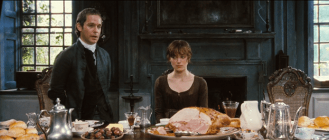 Keira Knightley and Tom Hollander in 'Pride and Prejudice.'