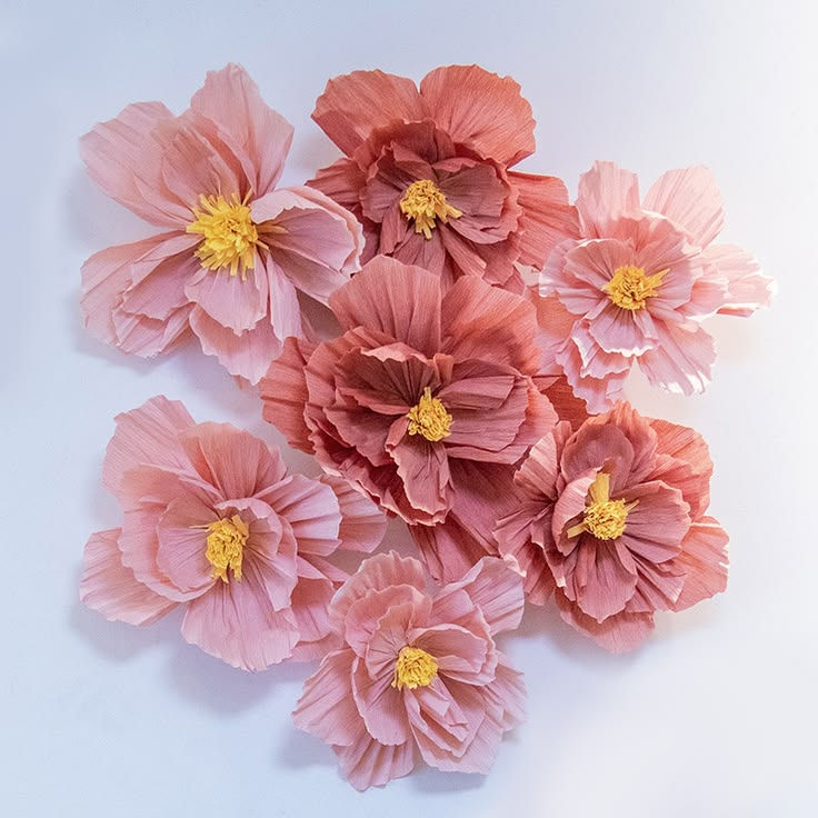 1_3Pcs Crepe Paper Flower 3D Paper Flower Heads DIY Home Window Background Wall Decoration