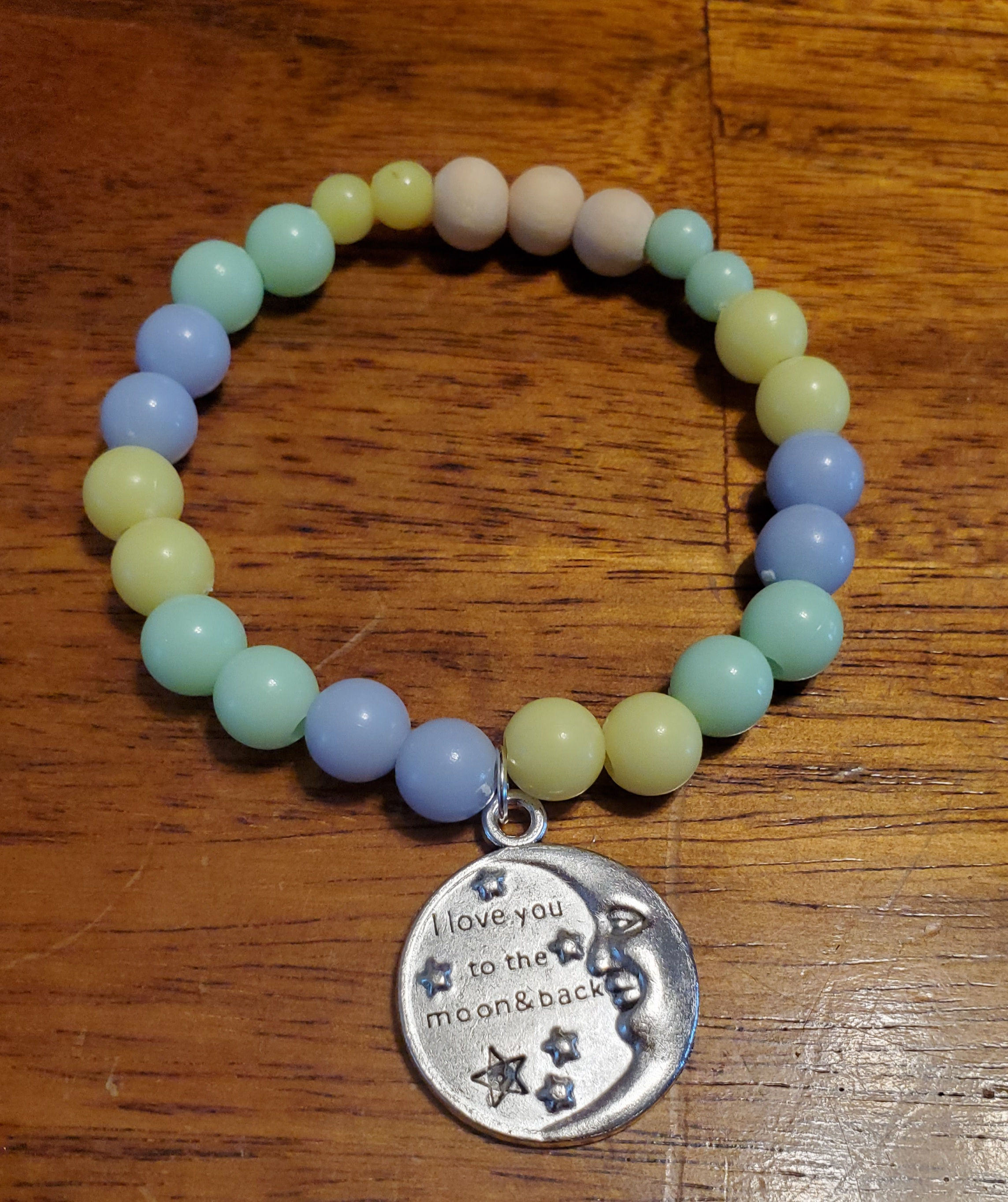 Love You to the Moon Beaded Charm Bracelet 
