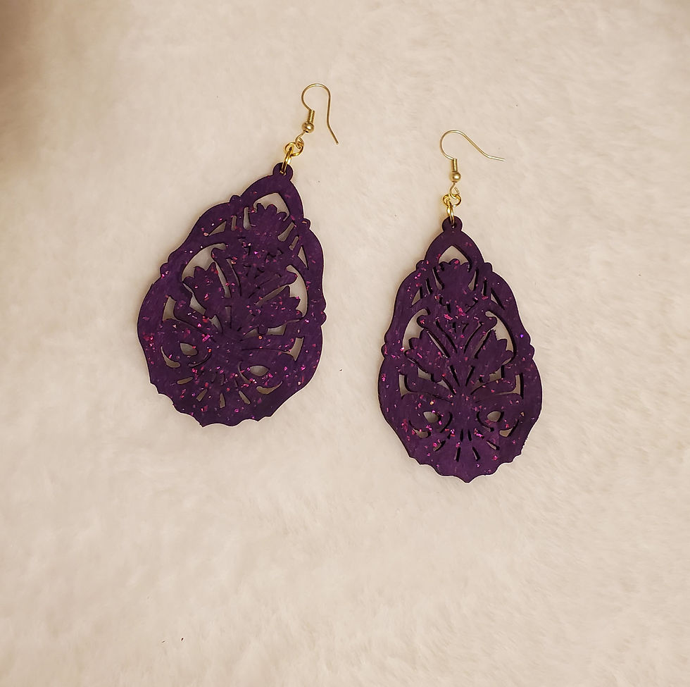 Thumbnail: Glitter Carved Teardrop Earrings