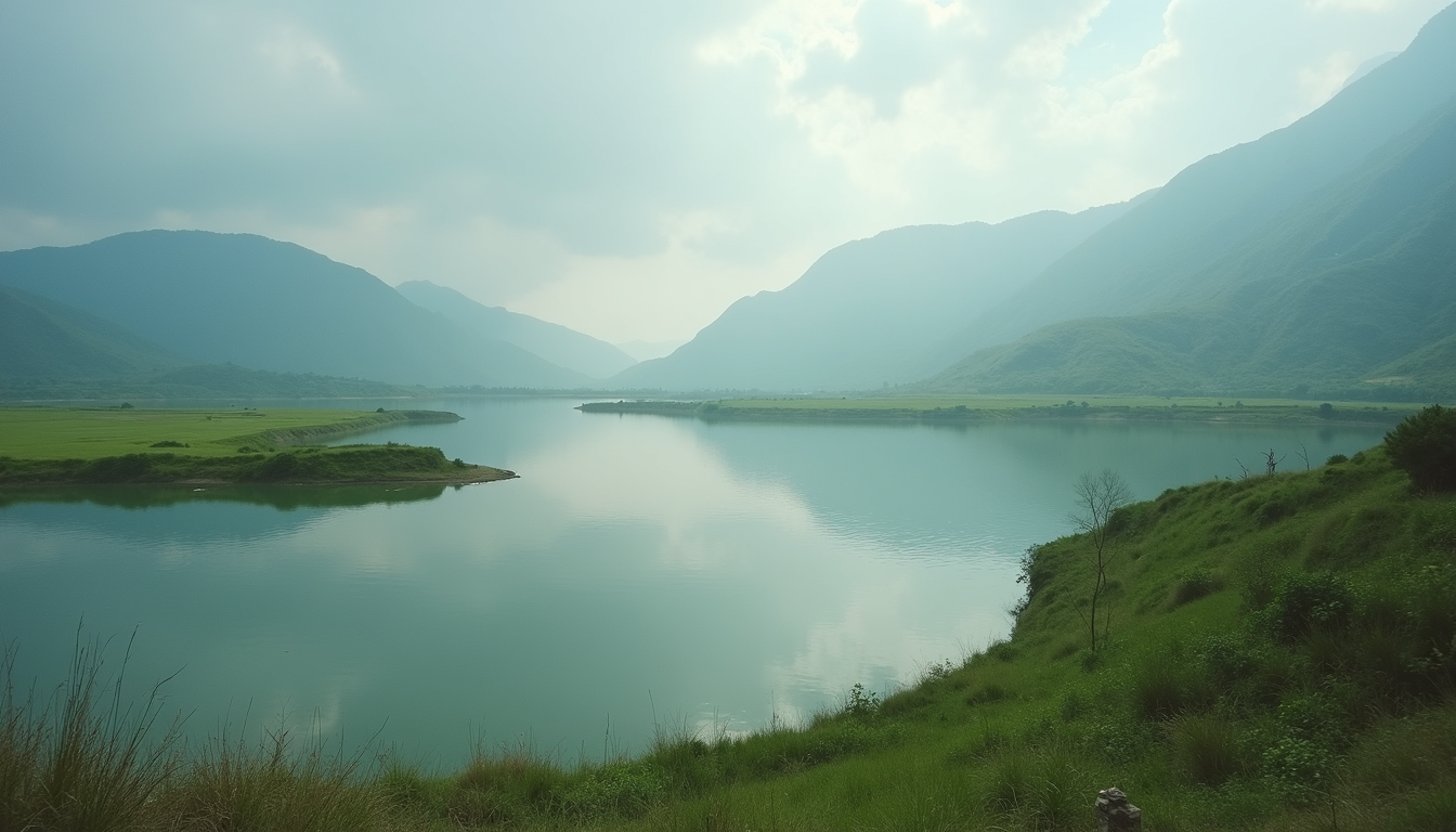 High angle view of Loktak Lake